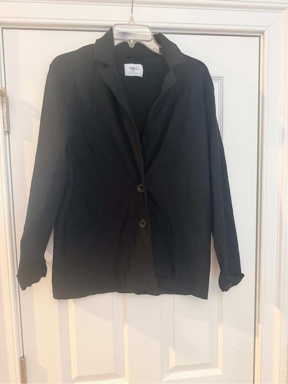 Ladies Size Large "Rue21" Black Single-Breasted Blazer Jacket GUC
